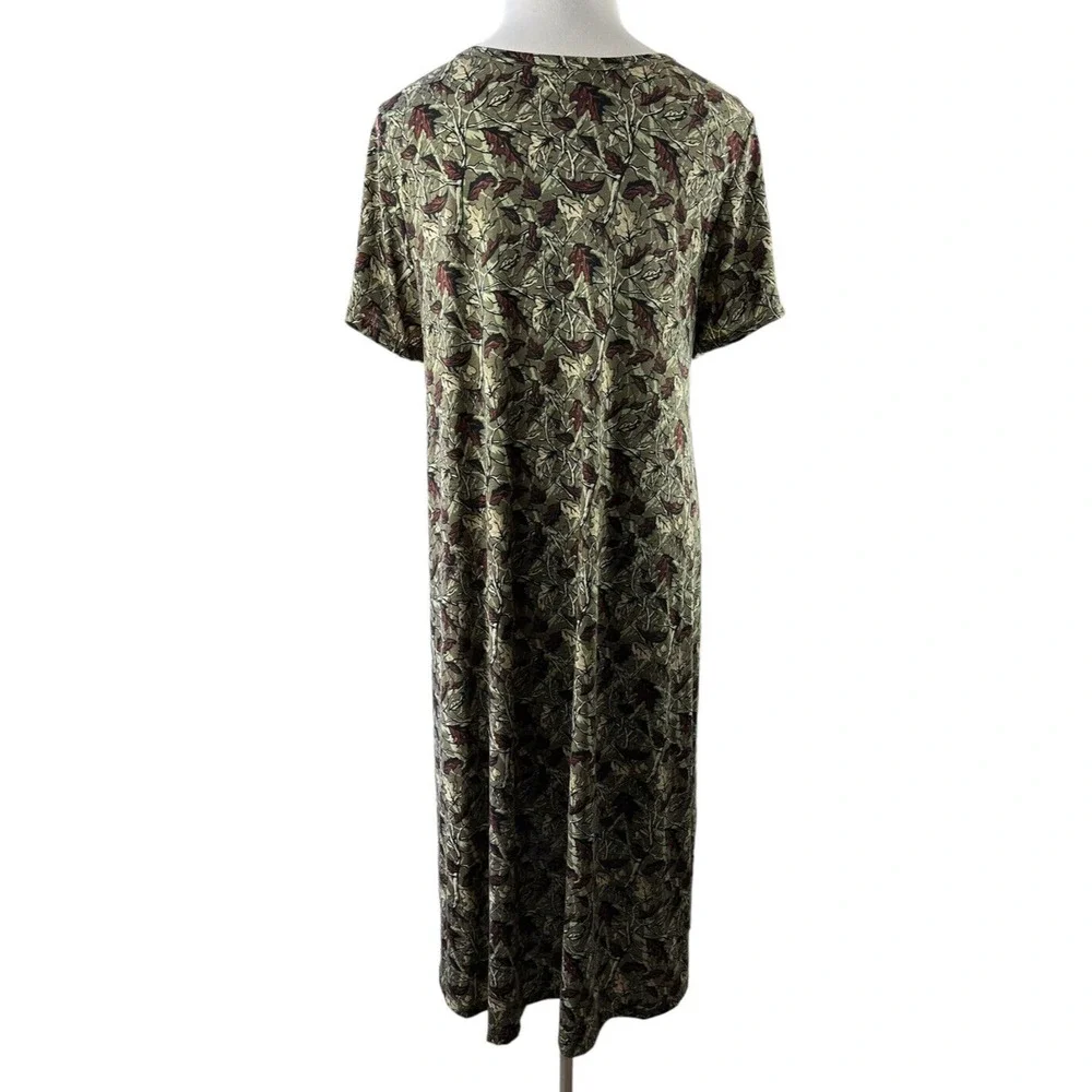 🦄 Lularoe Carly Dress Fall Autumn Leaf Stretch Hi-Lo Short Sleeve Plus Size 3XL - Picture 3 of 6